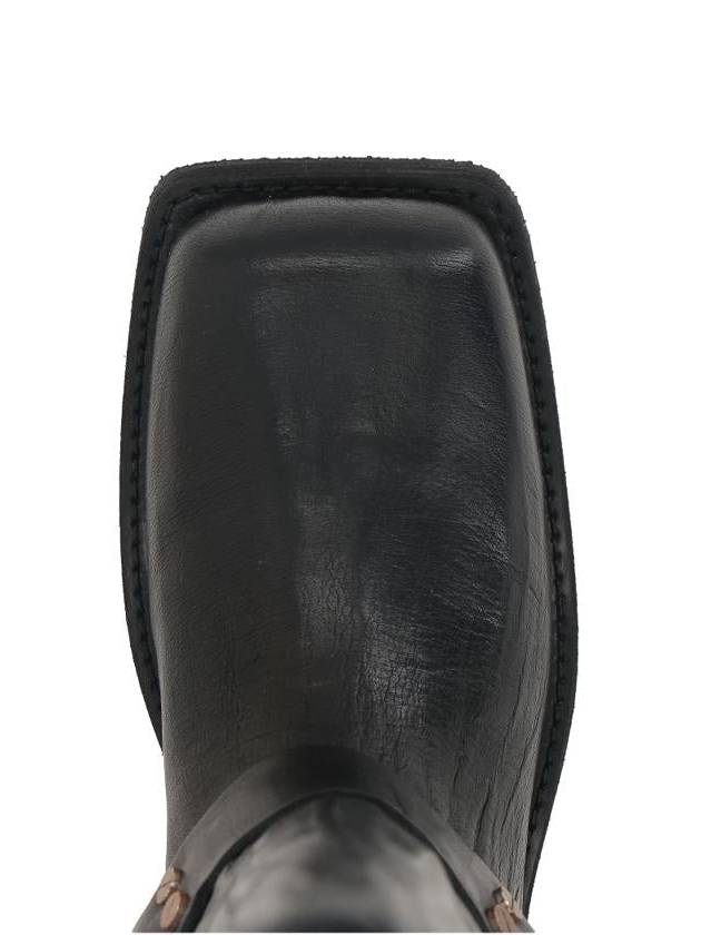 Buckle Leather Middle Boots Black - ACNE STUDIOS - BALAAN 5