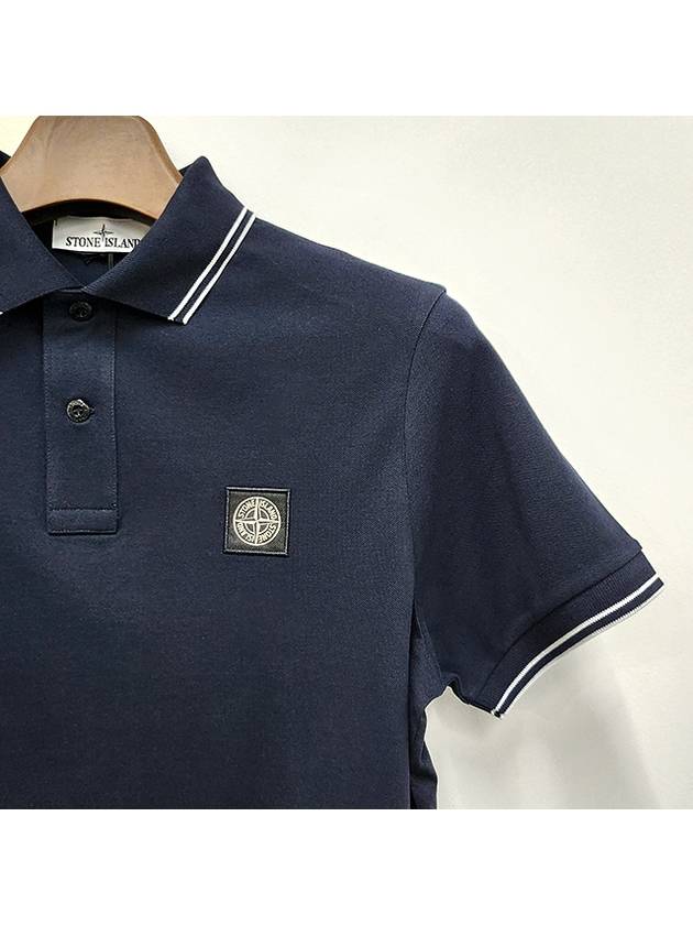 Stretch Cotton Pique Short Sleeve Polo Shirt Navy - STONE ISLAND - BALAAN 6