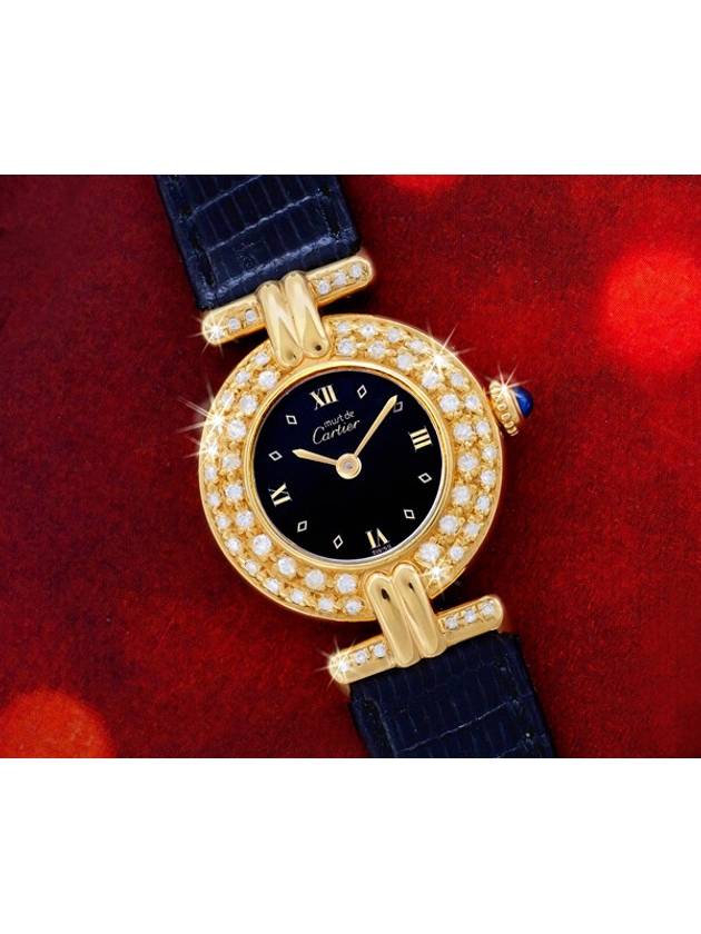 Clos Black Edition Full Diamond Women s Leather Quartz Watch - CARTIER - BALAAN 3