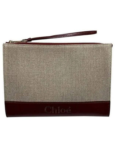 SENSE logo linen leather pouch clutch bag 29325429 1095936 - CHLOE - BALAAN 1