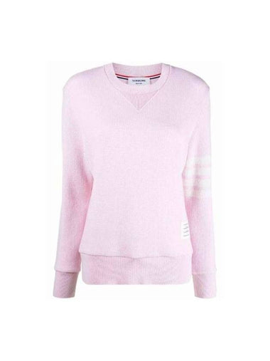 4-Bar Striped Waffle Wool Cashmere Pullover Knit Top Light Pink - THOM BROWNE - BALAAN 1