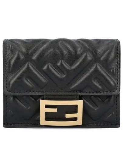 FF Baguette Flap Card Half Wallet Black - FENDI - BALAAN 2