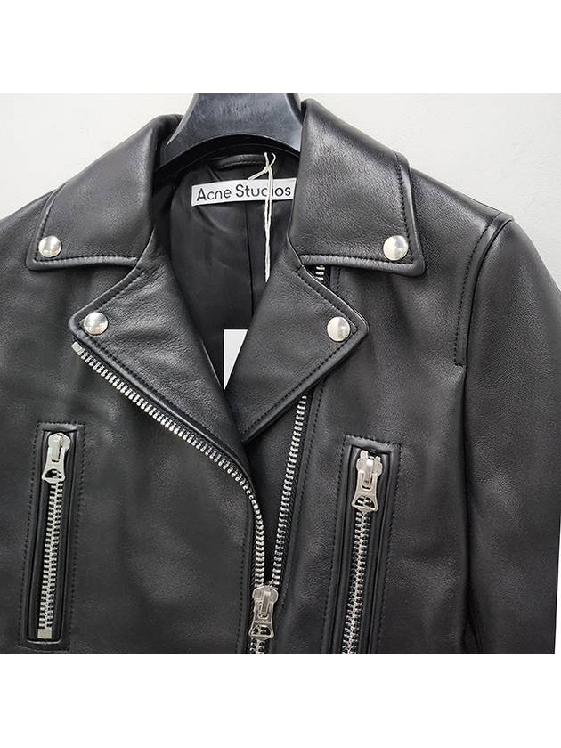 Biker Cropped Leather Jacket Black - ACNE STUDIOS - BALAAN 5