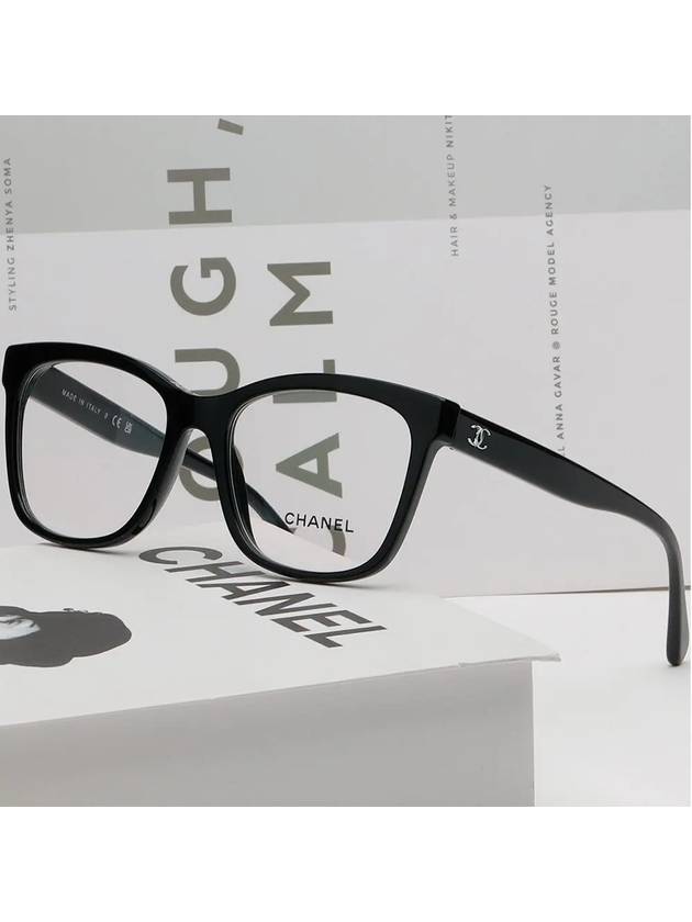 Eyewear Logo Temple Square Eyeglasses Black - CHANEL - BALAAN 3