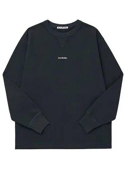 Logo Relaxed Fit Cotton Sweatshirt Black - ACNE STUDIOS - BALAAN 2