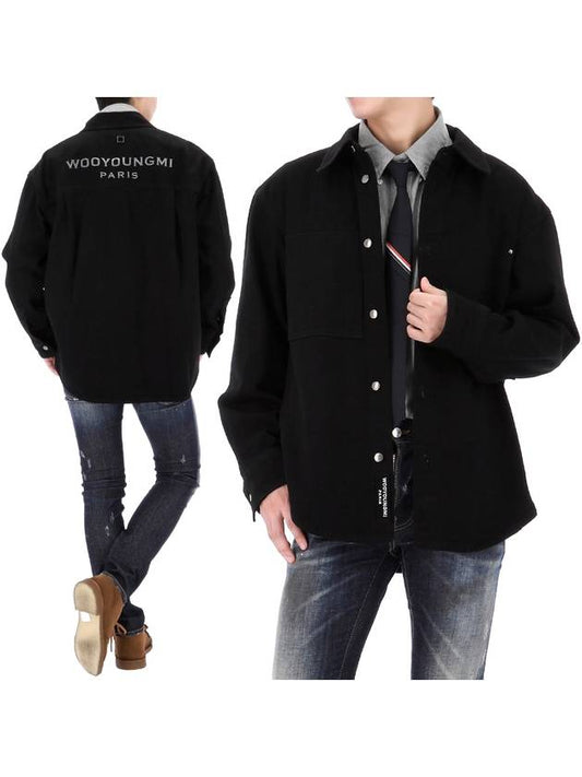 Back Logo Button Denim Long Sleeve Shirt Black - WOOYOUNGMI - BALAAN 2