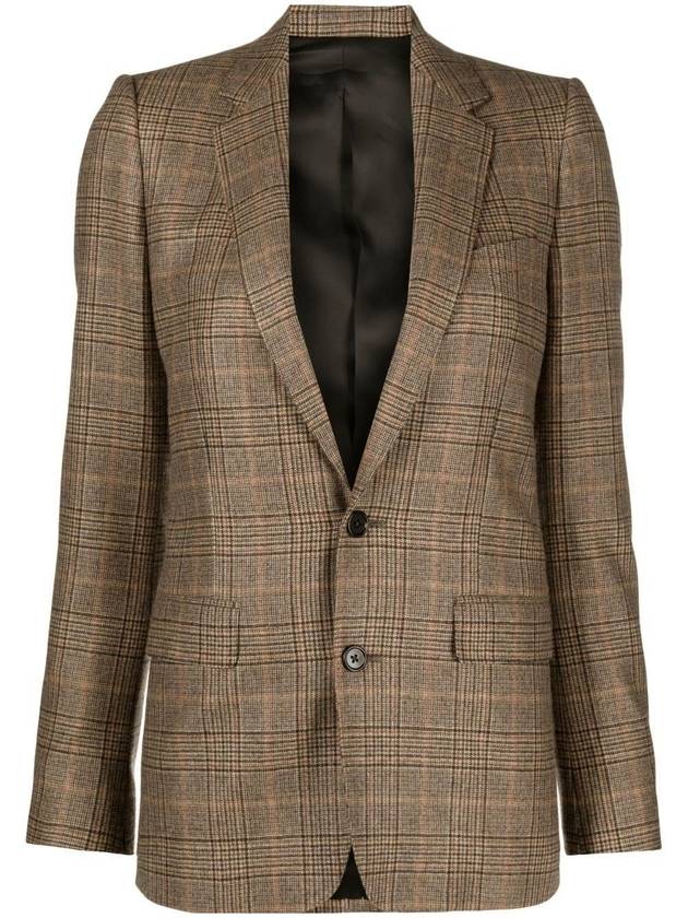 Prince Of Wales Cashmere Long Jacket Camel - CELINE - BALAAN 1