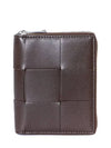 Cassette Zip Around Leather Half Wallet Brown - BOTTEGA VENETA - BALAAN 3