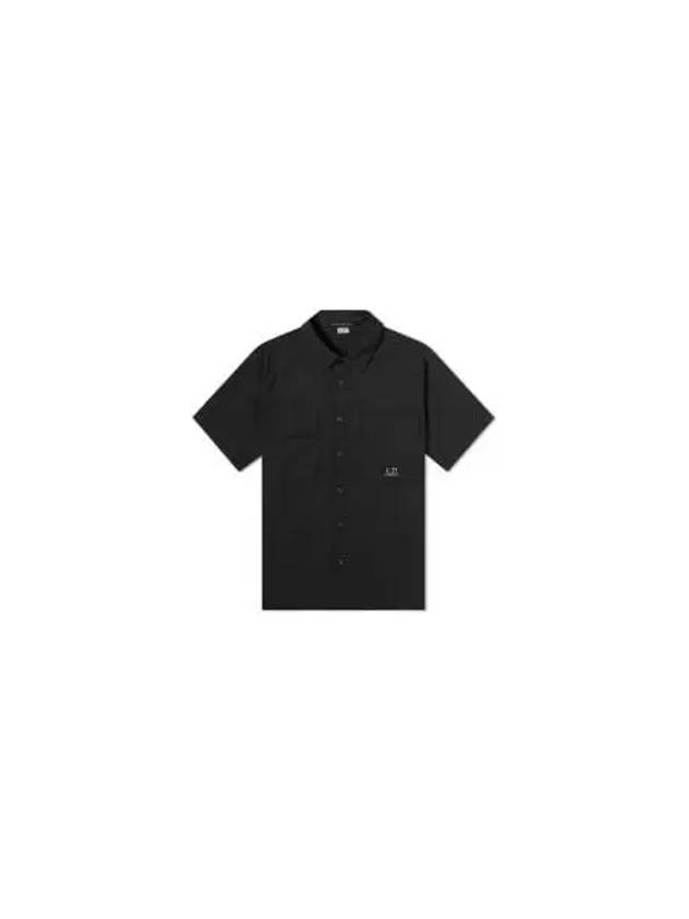 Cotton Rip-Stop Short Sleeve Shirt Black - CP COMPANY - BALAAN 2