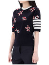 Women's 4 Bar Intarsia Knit Top Navy - THOM BROWNE - BALAAN 4