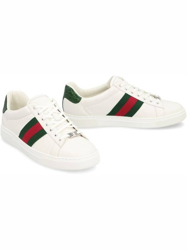 Ace Web Leather Low Top Sneakers White - GUCCI - BALAAN 4