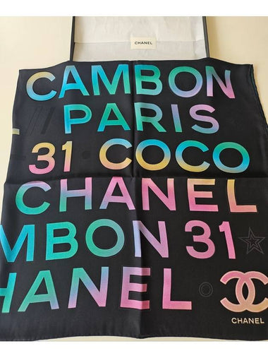 CC Logo Scarf Silk Black 24C AA9719 - CHANEL - BALAAN 1