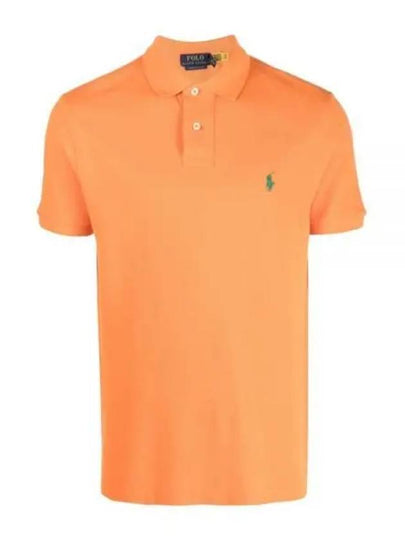 Embroidered Green Pony Slim Fit Polo Shirt Orange - POLO RALPH LAUREN - BALAAN 2