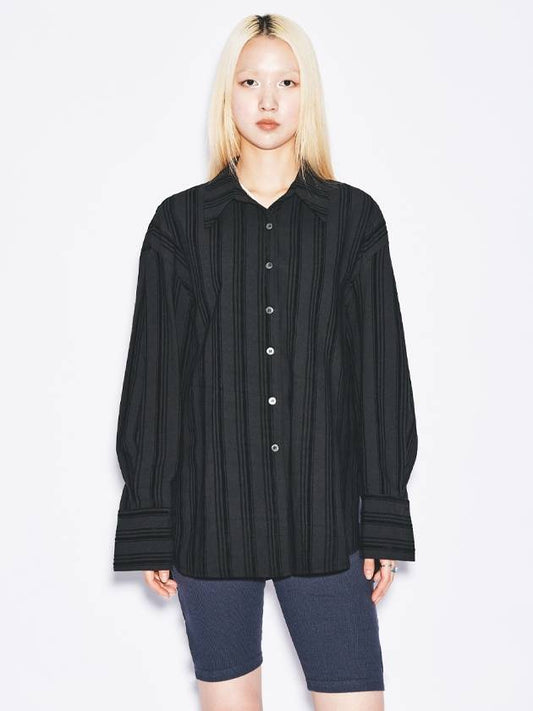 Stripe Oversized Shirts Black - GYEOL - BALAAN 1