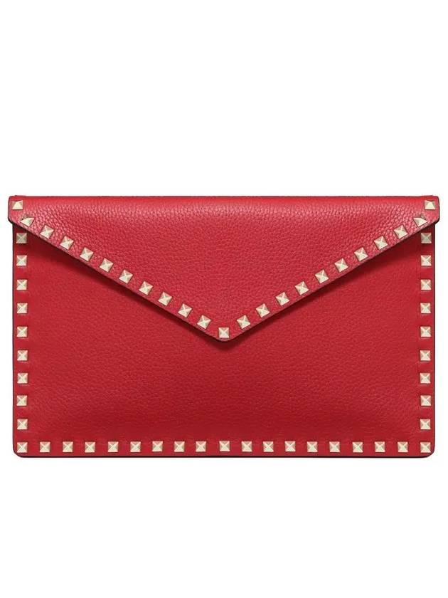 Rockstud Pouch Clutch Bag Red - VALENTINO - BALAAN 3