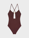 Triomphe Matte Jersey One-Piece Swimsuit Prune - CELINE - BALAAN 3