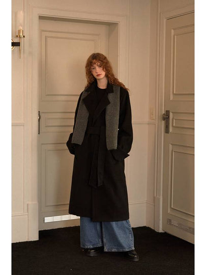 Caryn Two Way Wool Long Single Coat Black - LAMARO - BALAAN 2