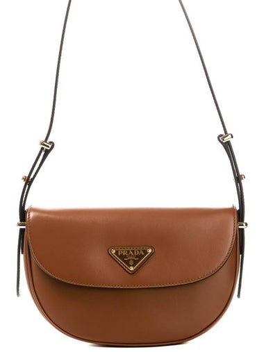 Arque Leather Shoulder Bag Brown - PRADA - BALAAN 1