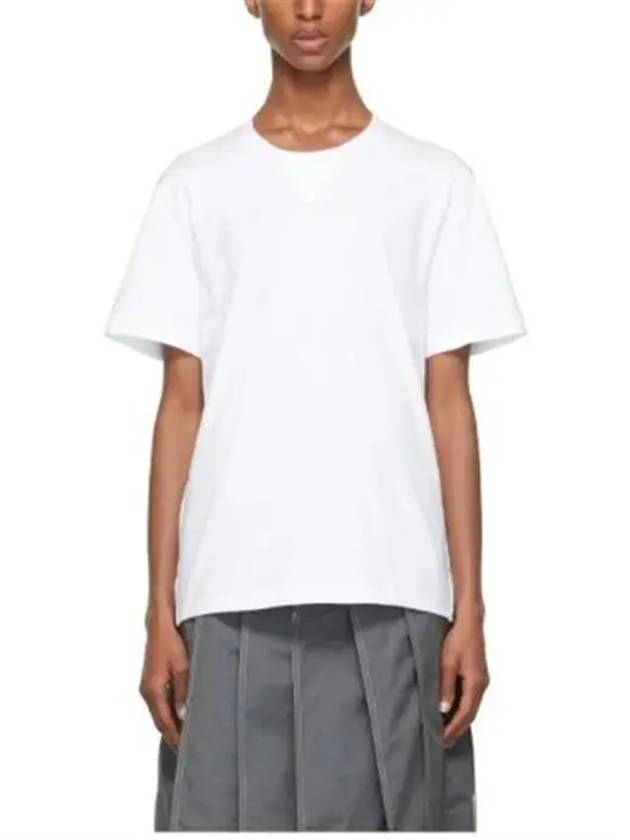 RWB Tipping Stripe Cotton Short Sleeve T-Shirt White - THOM BROWNE - BALAAN 2