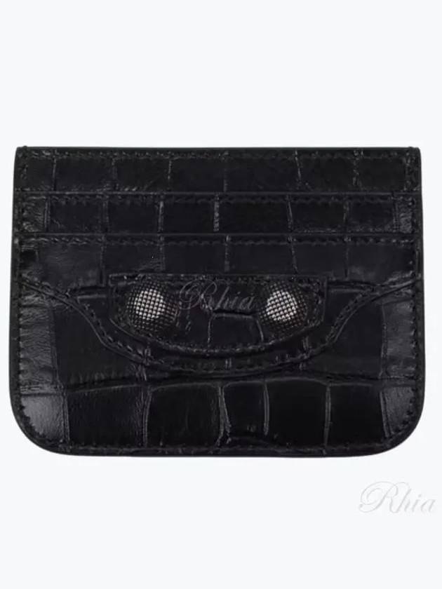 Women's Crocker Pattern Leather Cagole Card Wallet Black - BALENCIAGA - BALAAN 2