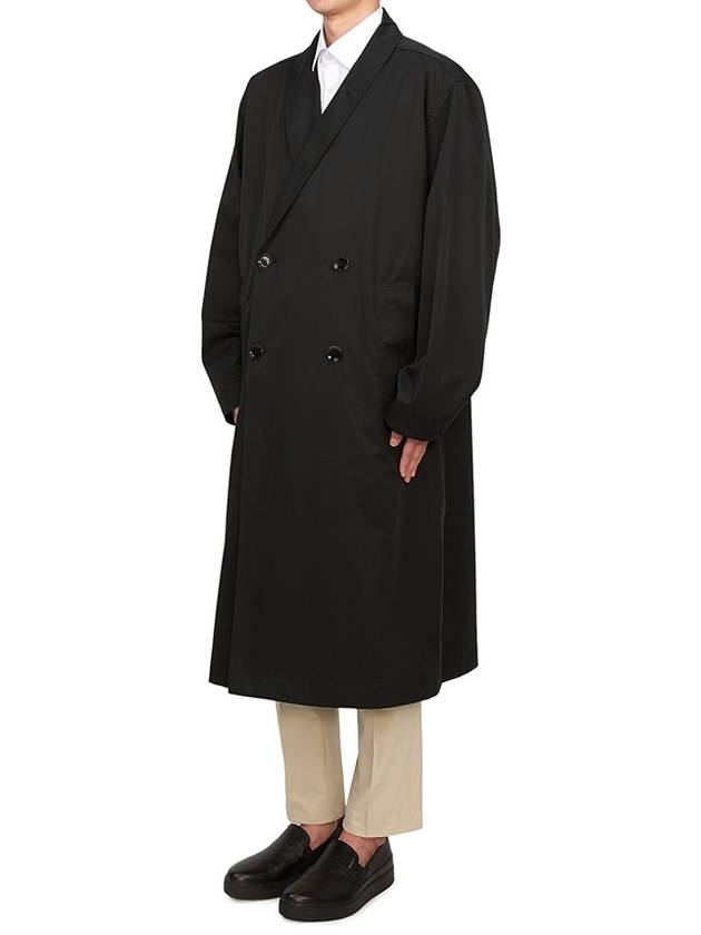 Double Breasted Wrap Collar Trench Coat Black - LEMAIRE - BALAAN 4