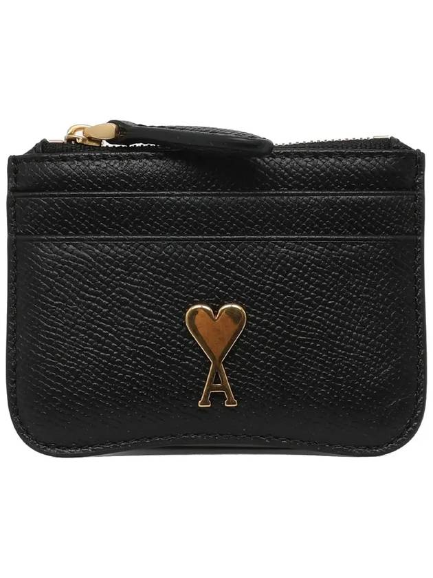 Logo Leather Card Wallet Black - AMI - BALAAN 3