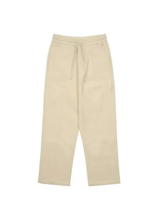 Elastic Waist Viscose Wool Straight Pants Ivory - AMI - BALAAN 2