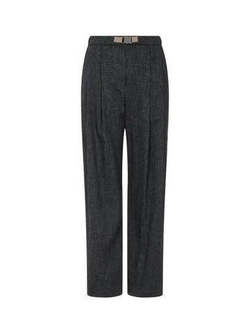 Women s two tuck belted banding pants charcoal 270459 - BRUNELLO CUCINELLI - BALAAN 1