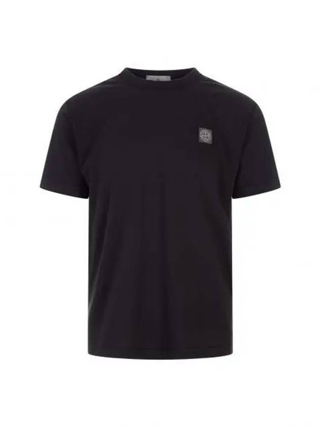 Pisato Effect Logo Patch Short Sleeve T-Shirt Black - STONE ISLAND - BALAAN 2