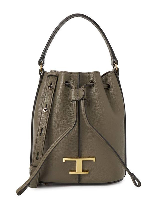 T Timeless Leather Micro Logo Bucket Bag Khaki - TOD'S - BALAAN 1