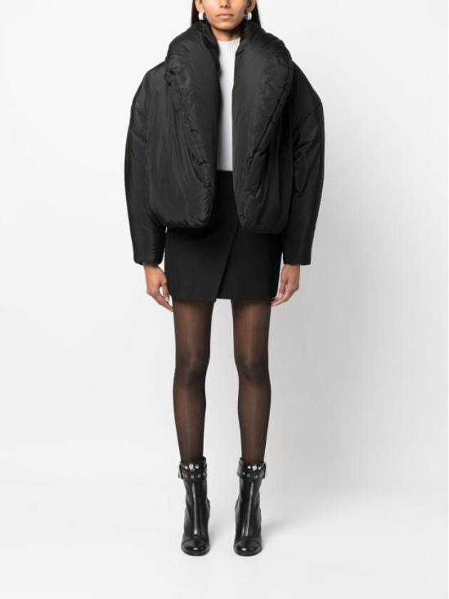 Cropped Puffer Silk Taffeta Jacket Black - SAINT LAURENT - BALAAN 6