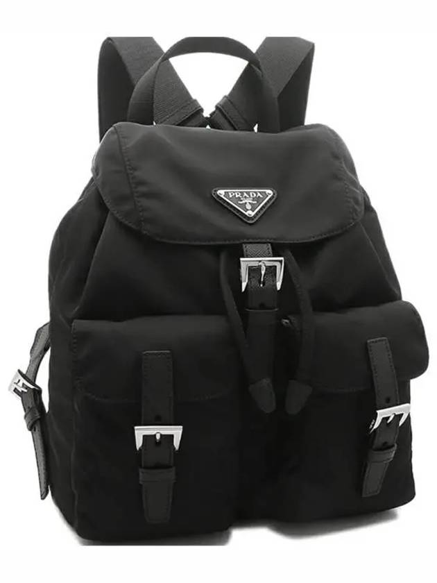 Triangle Logo Re Nylon Small Backpack Black - PRADA - BALAAN 6