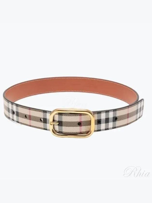 Check Leather Belt Beige - BURBERRY - BALAAN 2