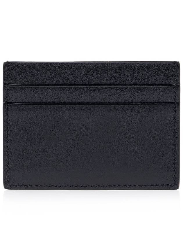 V Logo Leather Card Wallet Navy - VALENTINO - BALAAN 4