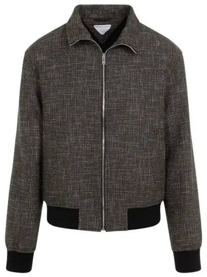 Pied De Poule Blouson Zip Up Jacket Black Charcoal - BOTTEGA VENETA - BALAAN 2