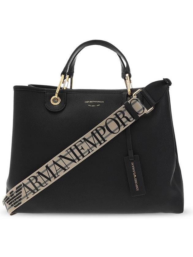 Women's Strap Logo Tote Bag Black - EMPORIO ARMANI - BALAAN 2