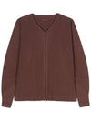 Pleated Zip-Up Cardigan Brown - ISSEY MIYAKE - BALAAN 2