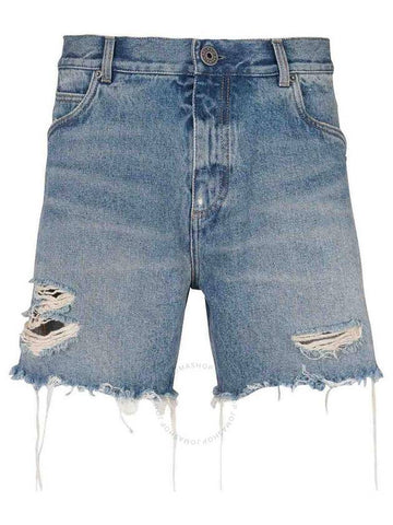 Balmain Ripped Cotton Denim Jean Shorts, Waist Size 31" - BALMAIN - BALAAN 1