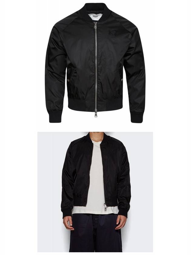 Heart Logo Bomber Jacket Black - AMI - BALAAN 5