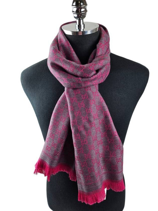 Women's Wool Muffler Jin Pink Gray 4111115 - GUCCI - BALAAN 1