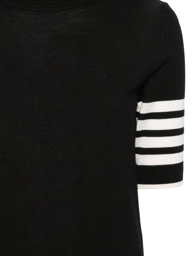 4 Bar Relaxed Fit Fine Merino Wool Turtleneck Black - THOM BROWNE - BALAAN 3