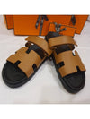 Chypre H Logo Calfskin Sandals Brown - HERMES - BALAAN 4