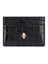 Skull Crocodile Leather Card Wallet Black - ALEXANDER MCQUEEN - BALAAN 2