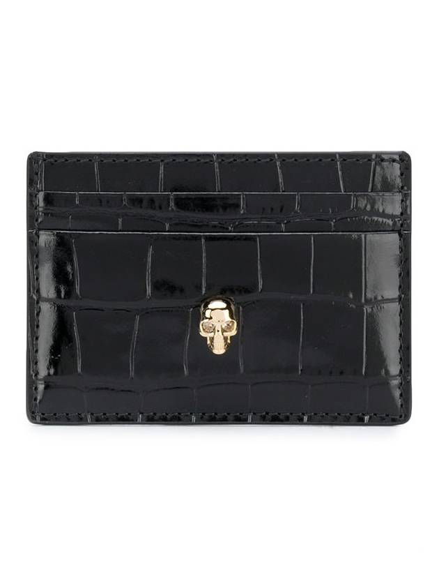 Skull Crocodile Leather Card Wallet Black - ALEXANDER MCQUEEN - BALAAN 2