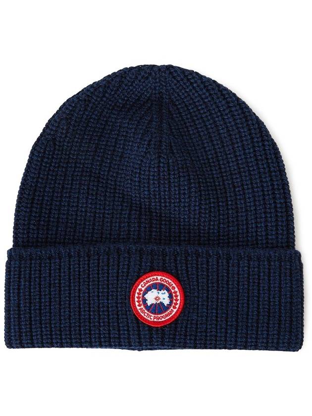 Logo Arctic Disc Rib Beanie Navy Heather - CANADA GOOSE - BALAAN 2