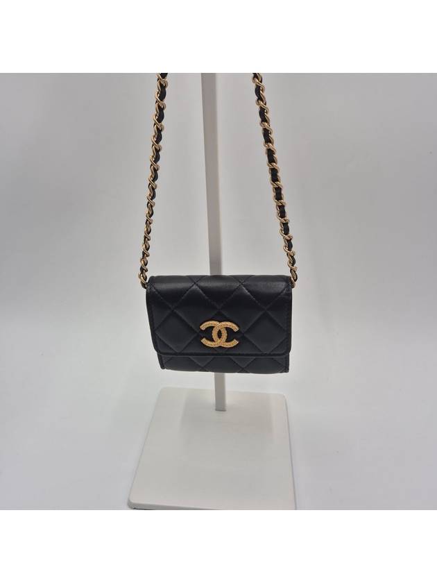 CC Logo Gold Chain Mini Cross Bag Black - CHANEL - BALAAN 9