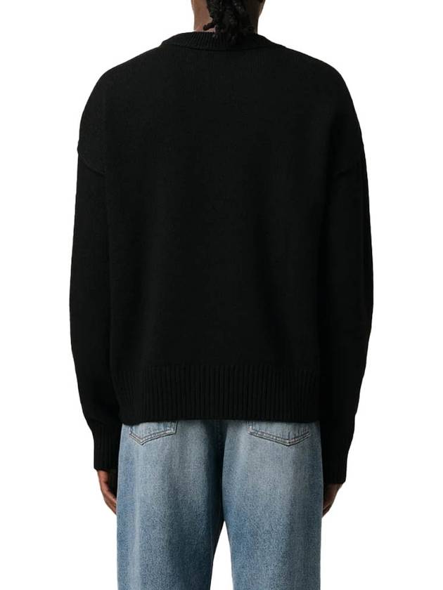 Big Heart Logo Wool Knit Top Black - AMI - BALAAN 4