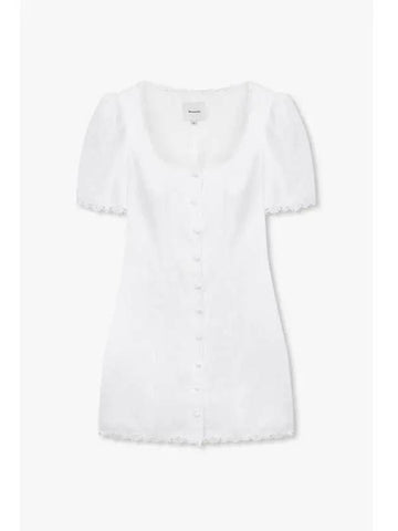 Flower Lace Linen Dress Anabella White - REFORMATION - BALAAN 1