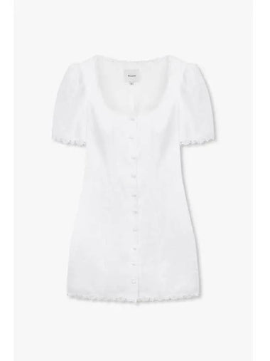 Flower Lace Linen Dress Anabella White - REFORMATION - BALAAN 1