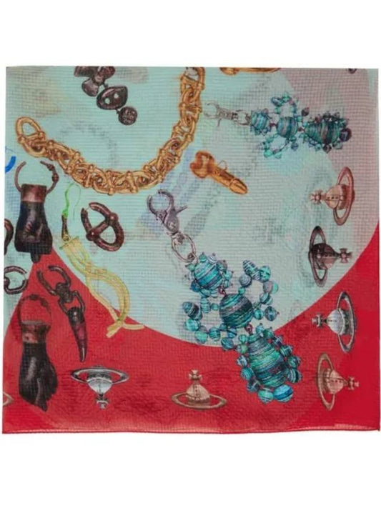 Heart Jeweled Square Silk Scarf Red - VIVIENNE WESTWOOD - BALAAN 1